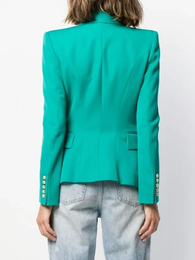 Shop Balmain Button-embellished Blazer In Green