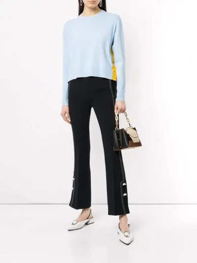 Shop Comme Moi Flared Trousers In Blue