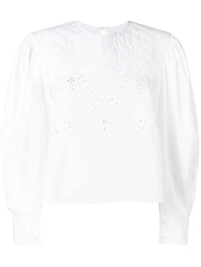 Shop Isabel Marant Étoile Embroidered Detail Blouse In White