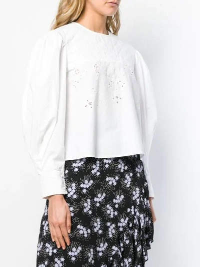 Shop Isabel Marant Étoile Embroidered Detail Blouse In White