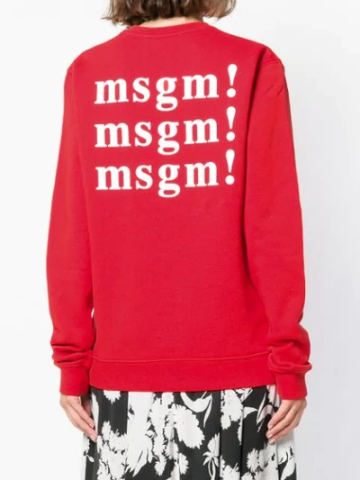 Shop Msgm Rear Print Sweater - Red