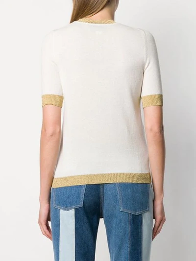 Shop Gucci Lurex Trim Knitted Top In Neutrals