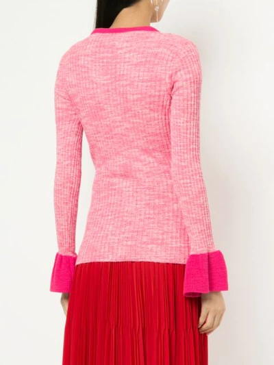 Shop Baum Und Pferdgarten Ruffle Cuff Cardigan In Pink