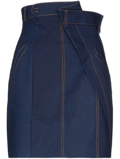 Shop Situationist Super High-waisted Denim Mini Skirt In Blue