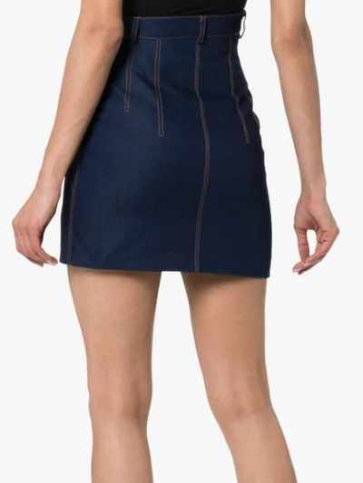 Shop Situationist Super High-waisted Denim Mini Skirt In Blue