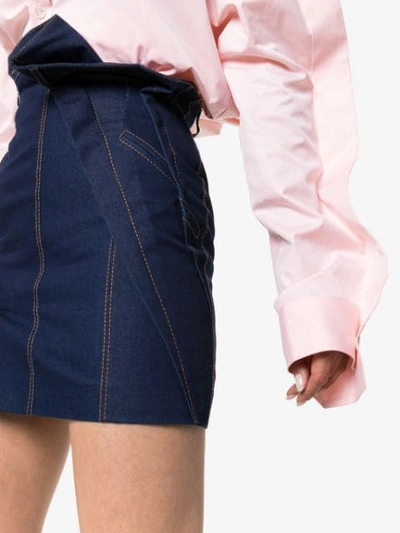 Shop Situationist Super High-waisted Denim Mini Skirt In Blue