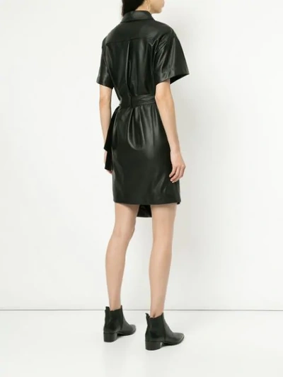 Shop Goen J Goen.j Faux Leather Shirt Dress - Black