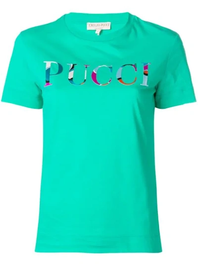 Shop Emilio Pucci Logo Print T-shirt - Green