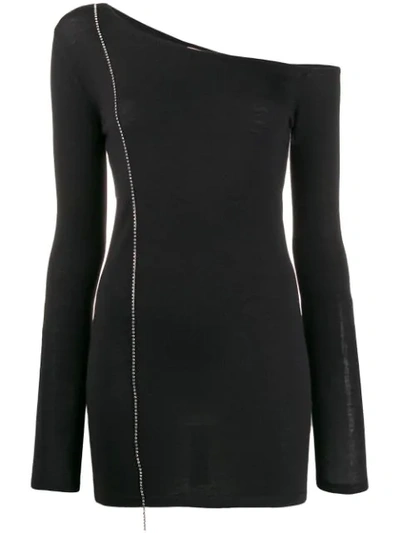 Shop N°21 Crystal-embellished One-shoulder Jumper In Black