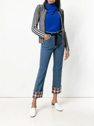 Shop Isa Arfen Contrast Turn-up Jeans In Blue