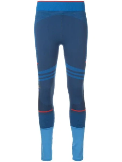 Shop Adidas By Stella Mccartney Fitted Knit Performance Leggings - Blue