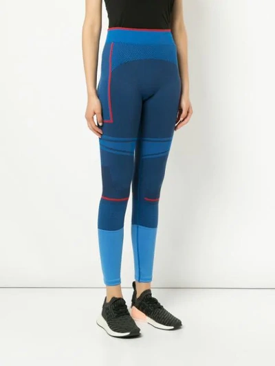 Shop Adidas By Stella Mccartney Fitted Knit Performance Leggings - Blue