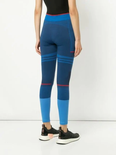 Shop Adidas By Stella Mccartney Fitted Knit Performance Leggings - Blue