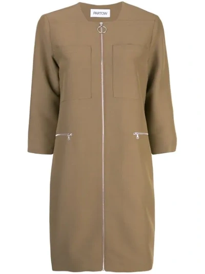 Shop Partow Zip Up Dress In Brown