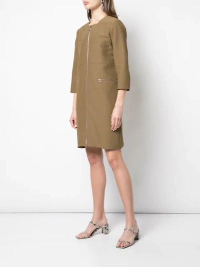 Shop Partow Zip Up Dress In Brown