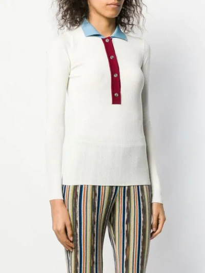 Shop Missoni Contrast Collar Polo Shirt In Neutrals