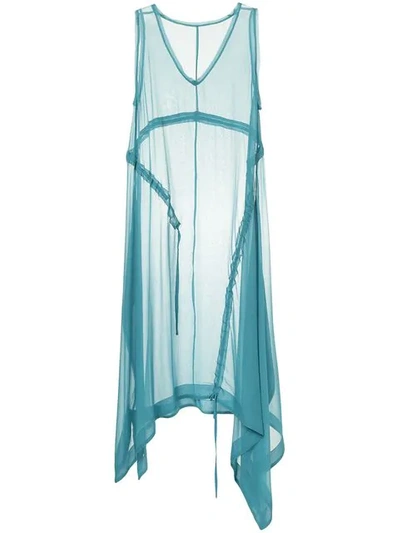 Shop Taylor Sheer Draped Midi Dress In Blue