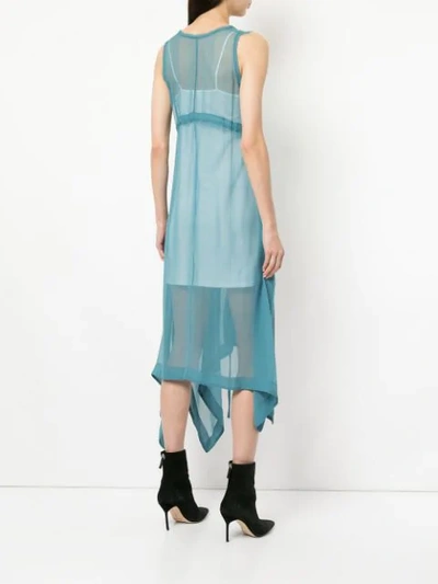 Shop Taylor Sheer Draped Midi Dress In Blue