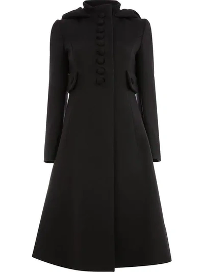 Shop Gucci Buttoned Flared Coat - Black