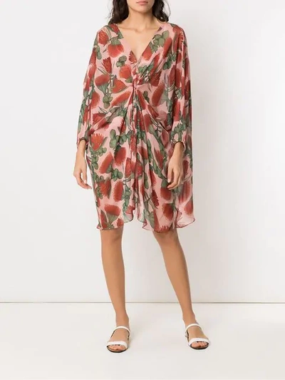 Shop Adriana Degreas Fiore Printed Kaftan - Pink