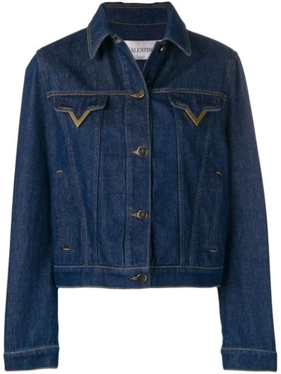 Shop Valentino V Hardware Denim Jacket In Blue