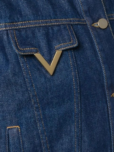 Shop Valentino V Hardware Denim Jacket In Blue