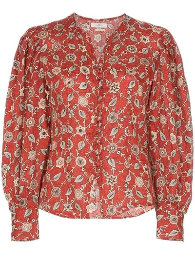 Shop Isabel Marant Étoile Paisley And Floral Print Linen Blouse In Red