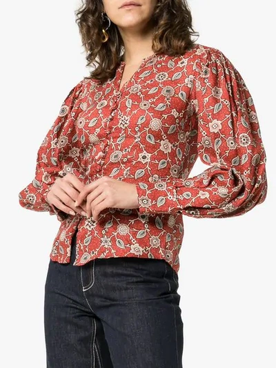 Shop Isabel Marant Étoile Paisley And Floral Print Linen Blouse In Red