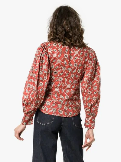 Shop Isabel Marant Étoile Paisley And Floral Print Linen Blouse In Red