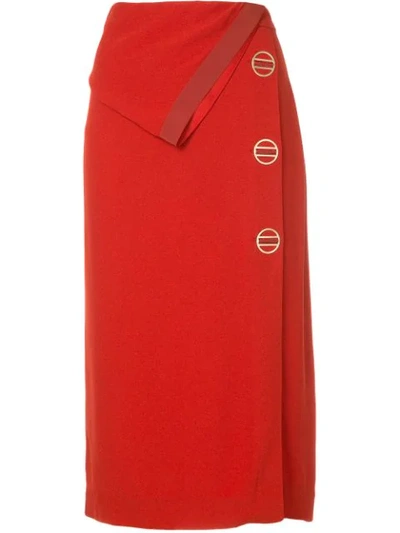 Shop Dion Lee Folded Midi Skirt In Red