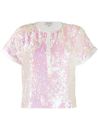 Shop Temperley London Bia Sequinned Top In White