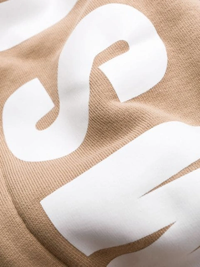 Shop Msgm Printed Logo Hooded Sweater In Neutrals