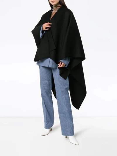 Shop Joseph Dip-hem Wrap Poncho In Black