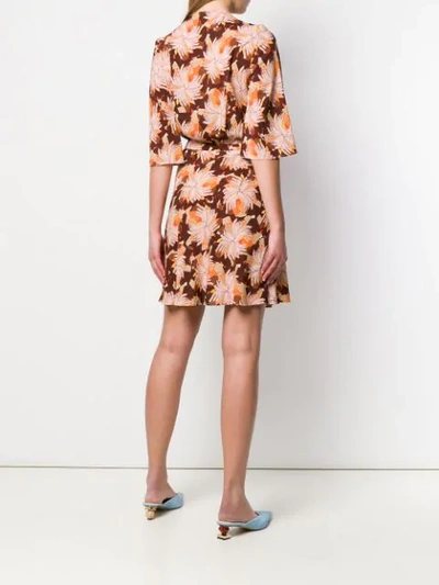 Shop L'autre Chose Buttoned Neck Dress In Brown