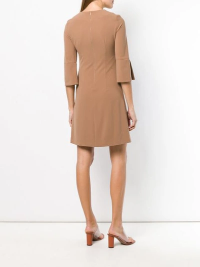 Shop Blanca Flared Short Dress In Brown