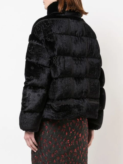 Shop Moncler Floral Puffer Jacket In Black