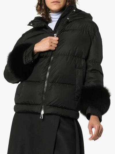 Shop Moncler Effraie Fur Padded Jacket In Black