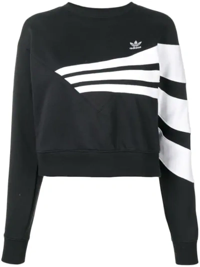 Shop Adidas Originals Cropped Logo Sweatshirt In Black