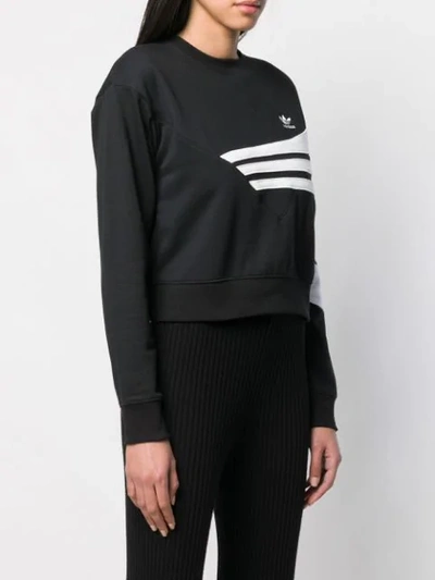 Shop Adidas Originals Cropped Logo Sweatshirt In Black