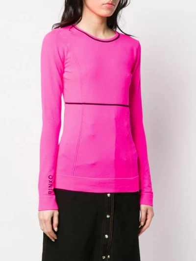 Shop Pinko Fine Knit Fitted Sweater In Pink