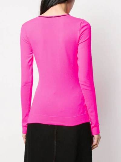 Shop Pinko Fine Knit Fitted Sweater In Pink