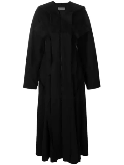 Shop Yohji Yamamoto Flared Midi Coat In Black