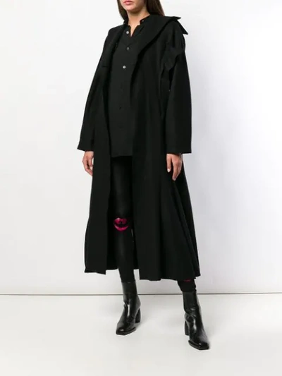 Shop Yohji Yamamoto Flared Midi Coat In Black