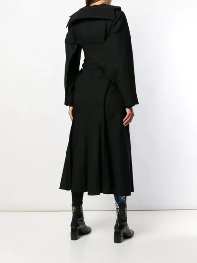 YOHJI YAMAMOTO FLARED MIDI COAT - 黑色