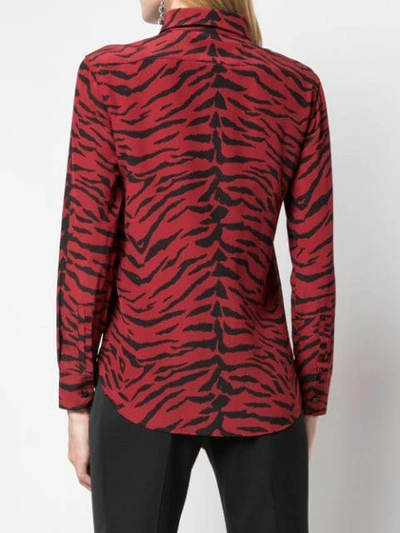 SAINT LAURENT 斑马纹印花衬衫 - 红色