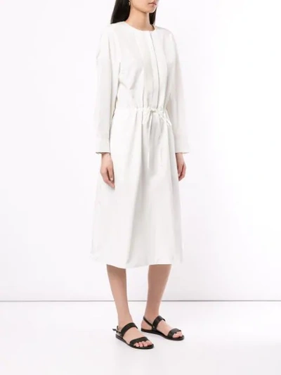 JIL SANDER NAVY 长袖伞形连衣裙 - 白色