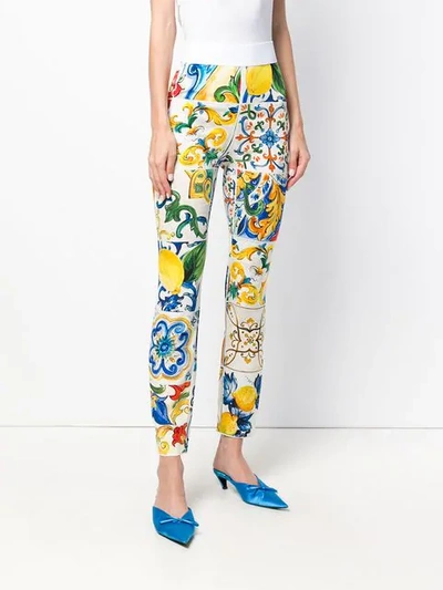 Shop Dolce & Gabbana Majolica Print Trousers In Yellow