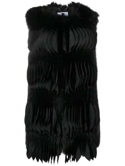 Shop Blumarine Textured Pleat Gilet In 140 Nero