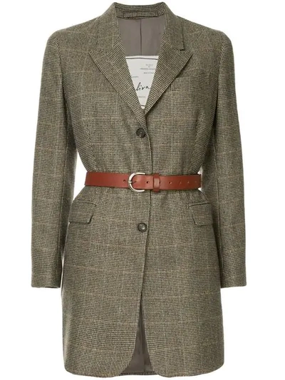 Shop Giuliva Heritage Collection Checked Belted Blazer In Light