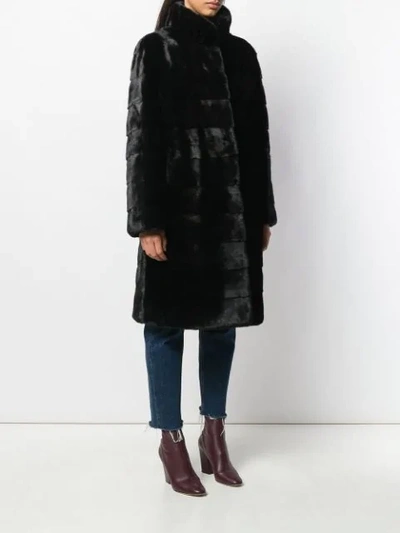 Shop Liska High-collar Coat In Black Glama